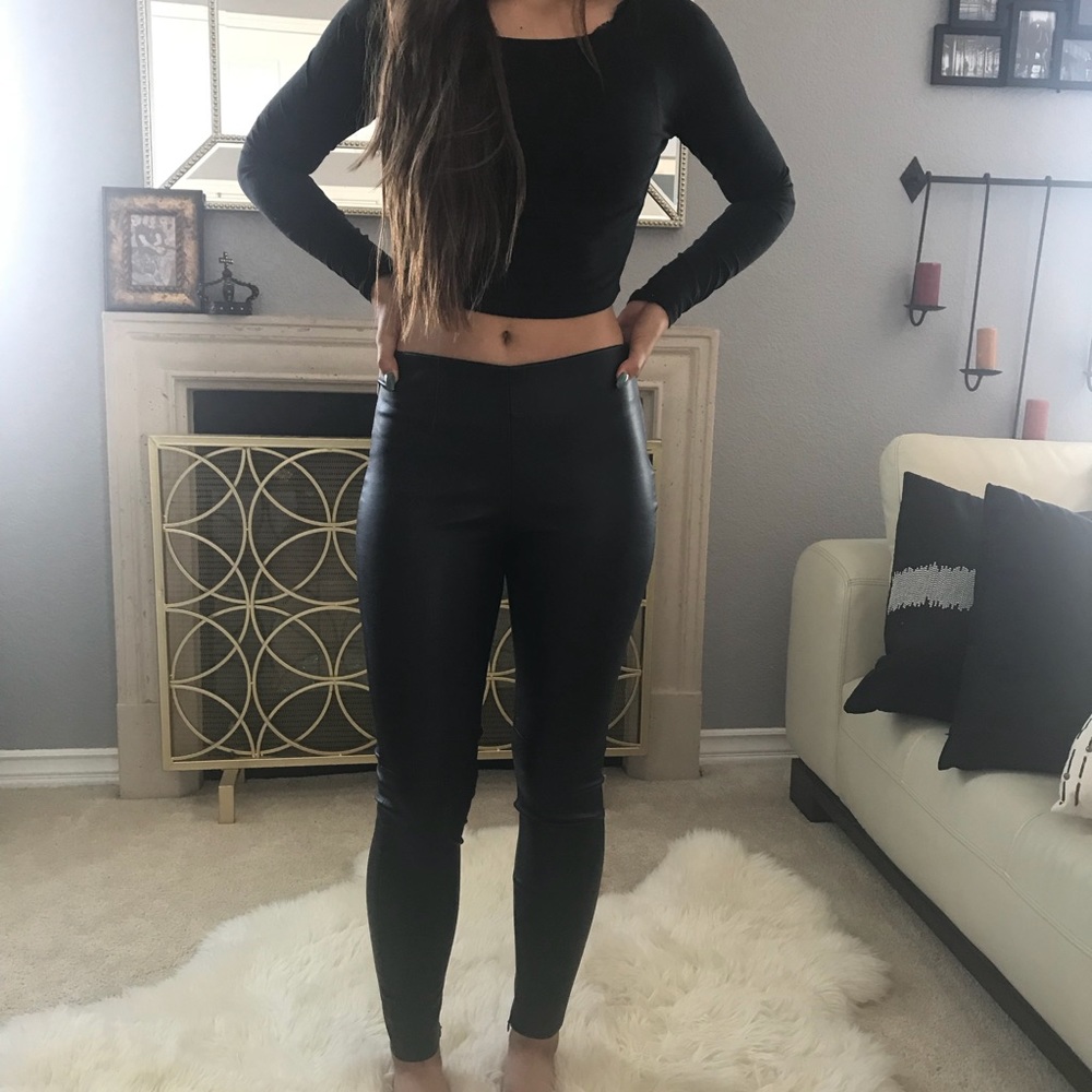 Zara Faux Leather Moto Pants - Picture 3 of 8